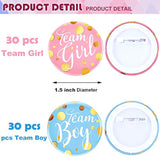 60 Pieces Gender Reveal Pins Team Girl And The Boy Button Pin Baby Shower Pink Blue Brooch For Baby Shower Party Favors Gender Reveal Party Supplies 1.5 Inch