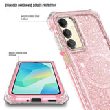 Designed For Samsung Galaxy A16 5G/4G Phone Case, Magnetic Compatible With Magsafe, [Raised Corners Drop Protection] Shockproof Protective Bumper Cover (Glitter Rose Gold)