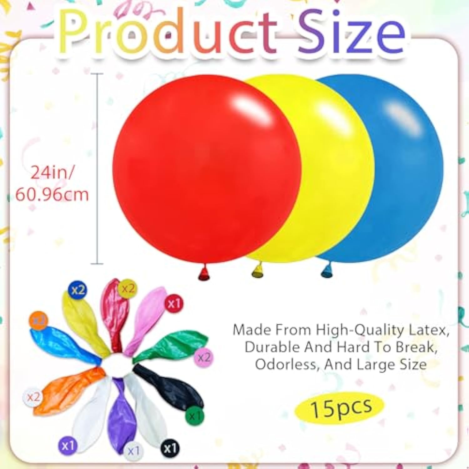 20Pcs Latex Big Balloons 24 Inch Assorted Large Balloons Giant Balloon