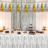 3P Gold Silver Tassel Banner Garland Metallic Foil Fringe Banner Tinsel Tassels Streamer Banner Backdrop For Parade Floats, Graduation Decorations, Father' Day, Halloween, Christmas Decorations