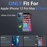 For Iphone 12 Pro Max Case, 2X Glass Screen And Camera Protector, 3 In 1 Heavy Duty Shockproof Drop Protection Stripe Rubber Cover For 12 Pro Max 6.7"-Black