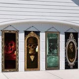 4Pcs Halloween Gothic Banner Haunted Portraits Spooky Porch Sign Backdrop Decorations