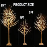 3 Pack Light Up Birch Tree, 4Ft 96 Led/ 5Ft 120 Led/ 8Ft 240 Leds Pre Lit Birch Christmas Tree For Xmas Indoor Outdoor Home Party Garden Decor