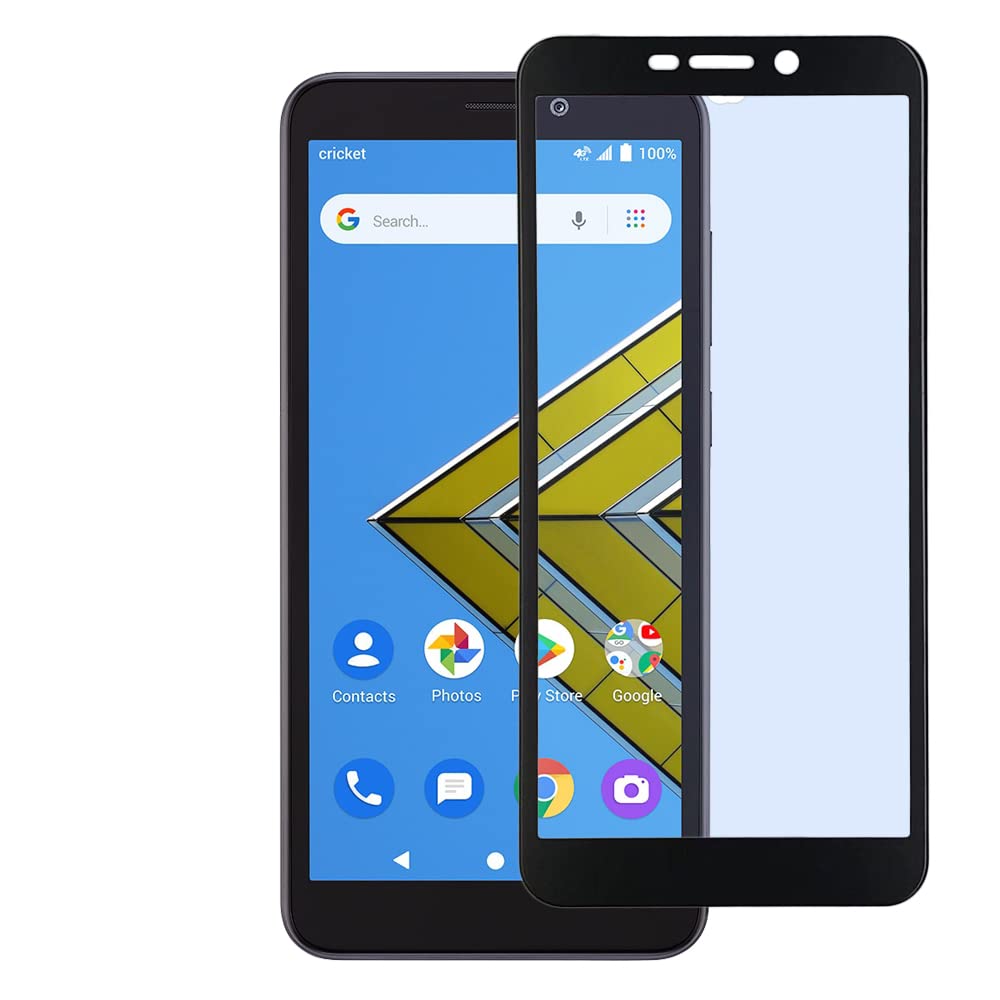 for AT&T Calypso U318AA, Radiant Core U304A, Cricket Icon, Vision 2, Vision 3, Wiko Ride - Full Glue Tempered Glass Screen Protector - Black Frame