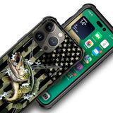 Compatible With Iphone 14 Case,All-Round Protection Shockproof Anti-Scratches Tpu Cover,Cases For Man Woman-Camo American Flag Bass Fish