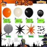 131Pc Halloween Balloon Arch Kit – Orange White Black with Eyeball & Bat Decor