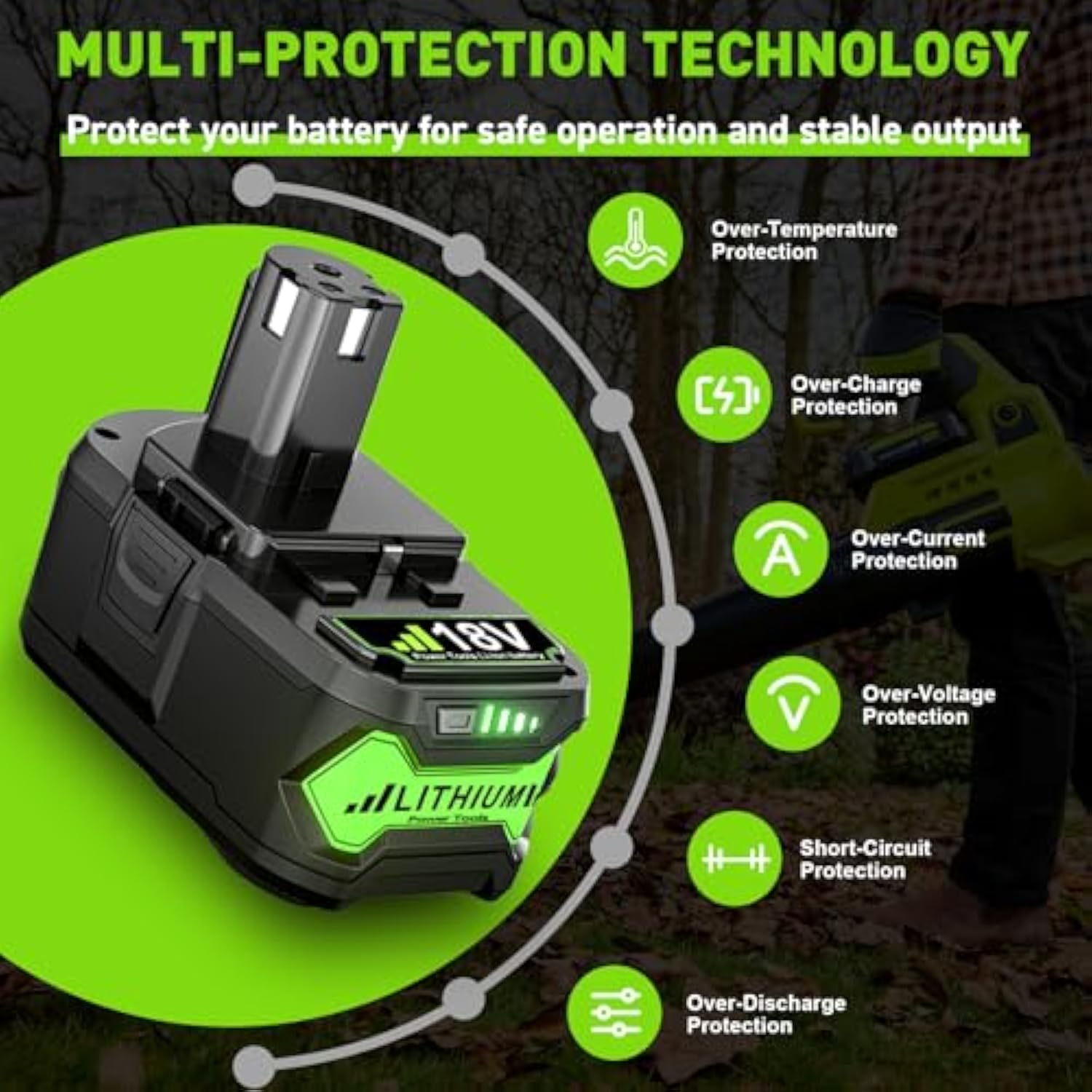 7.0Ah 18V 2Pack Replacement For Ryobi 18V Battery One+ Plus Li-Ion P108 P102 P103 P104 P105 P107 P109 P122 Pbp005 Rb18L50 Cordless Power Tools With Led Indicator