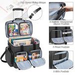 Rolling Scrapbook Tote On Wheels, Scrapbook Storage Bag With Detachable Trolley And Bottom Wooden Board, Rolling Craft Bag For Scrapbooking Supplies, Black