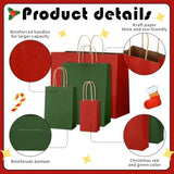 100 Pcs Red And Green Christmas Gift Bags Kraft Paper Bags With Handles Holiday Gift For Wedding Baby Shower Bridal Shower Shopping Party Favor Business (4 Size)