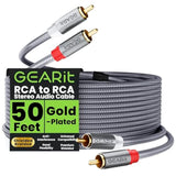 GearIT RCA Cable (50FT) 2RCA Male to 2RCA Male Stereo Audio Cables Shielded Br