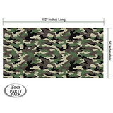 3-Pack Army Camo Plastic Tablecloths – 54" x 102" Military Party Covers for Tables & Decor