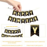 Happy New Year Banner 10ft Black Gold NYE Party Decor