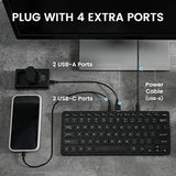 Perixx PERIBOARD-416 Wired Mini USB Keyboard with 4 Hubs - X Type Scissor Keys