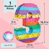 Rainbow Number 3 Pinata: 3rd Birthday Party Decoration