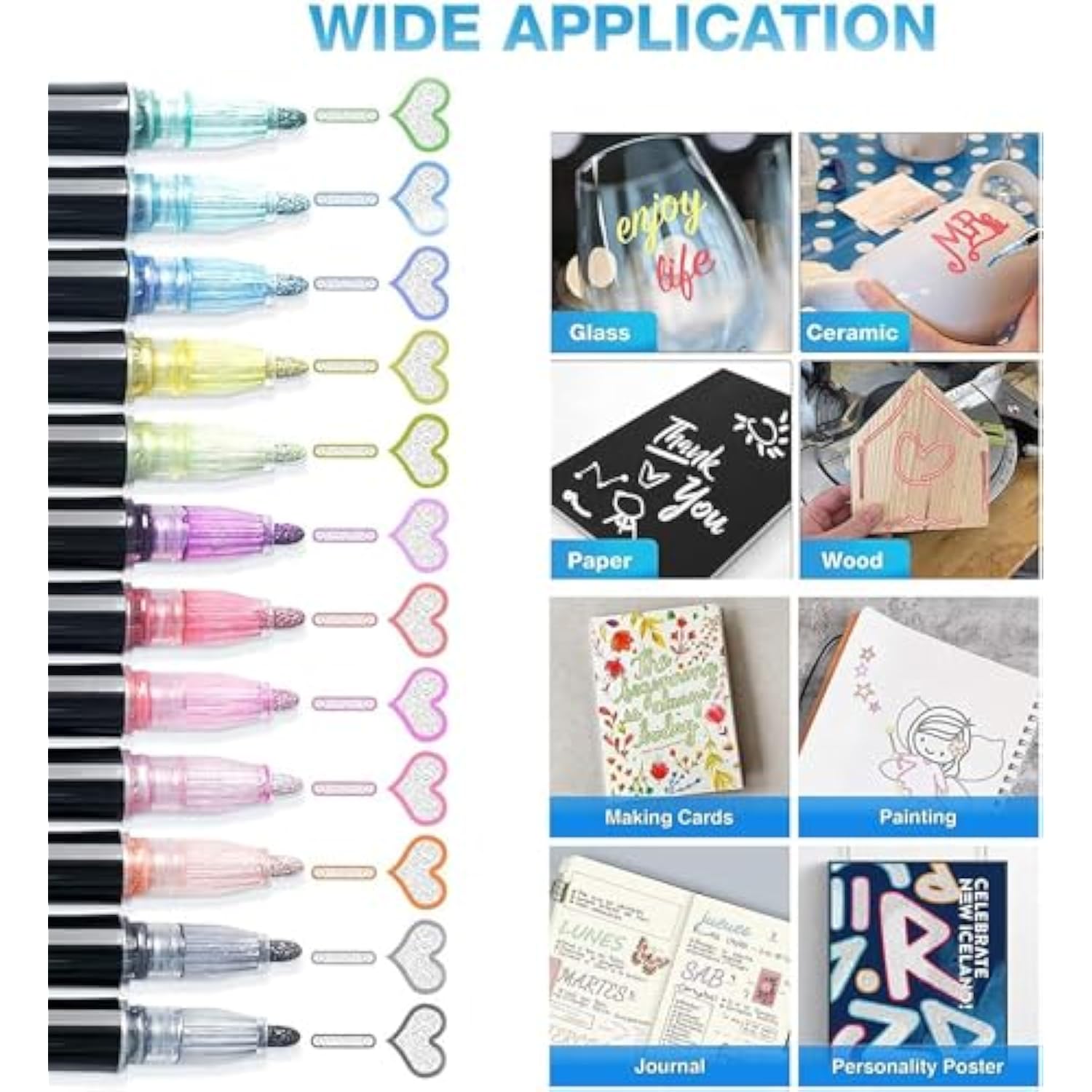 Super Squiggles Outline Markers Set, 12 Colors Shimmer Marker Set, Double Line Markers Outline Pens Metallic Markers Pens For Christmas Card Writing, Birthday Greeting, Painting, Diy Art Crafts