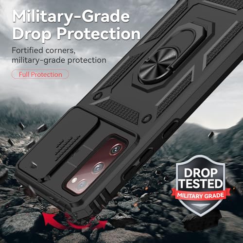 for Galaxy S20 FE 5G Case with Screen Protector: [Military Grade 20ft. Drop Tested] Ring Shockproof Protective Phone Case for -Samsung Galaxy S20 FE