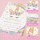 20 Sets Unicorn Party Invitations - Unicorn Party Suppies For Girls Birthday Invitation Cards With Envelopes Fill-In Blank Invite For Kids Summer Baby Shower Decoration