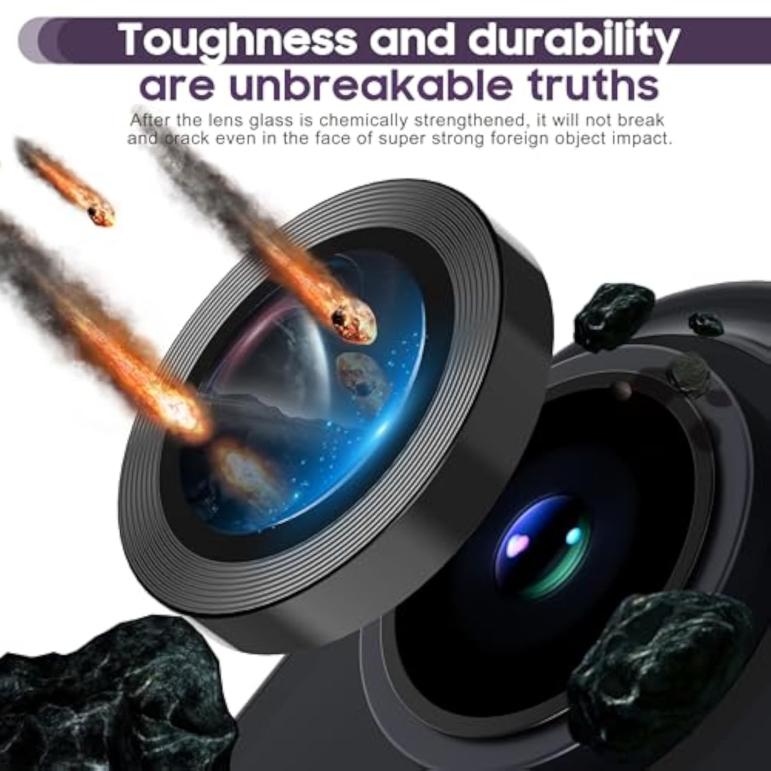 For Iphone 14 6.1 Inch/Iphone 14 Plus 6.7 Inch Camera Lens Protector, 9H Tempered Glass Film, [Does Not Affect Night Shots] Metal Lens Protective Cover - Black