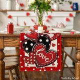 Red Polka Dot Heart Love Valentine'S Table Runner, Anniversary Wedding Kitchen Dining Table Decoration For Home Party Decor 13X72 Inch