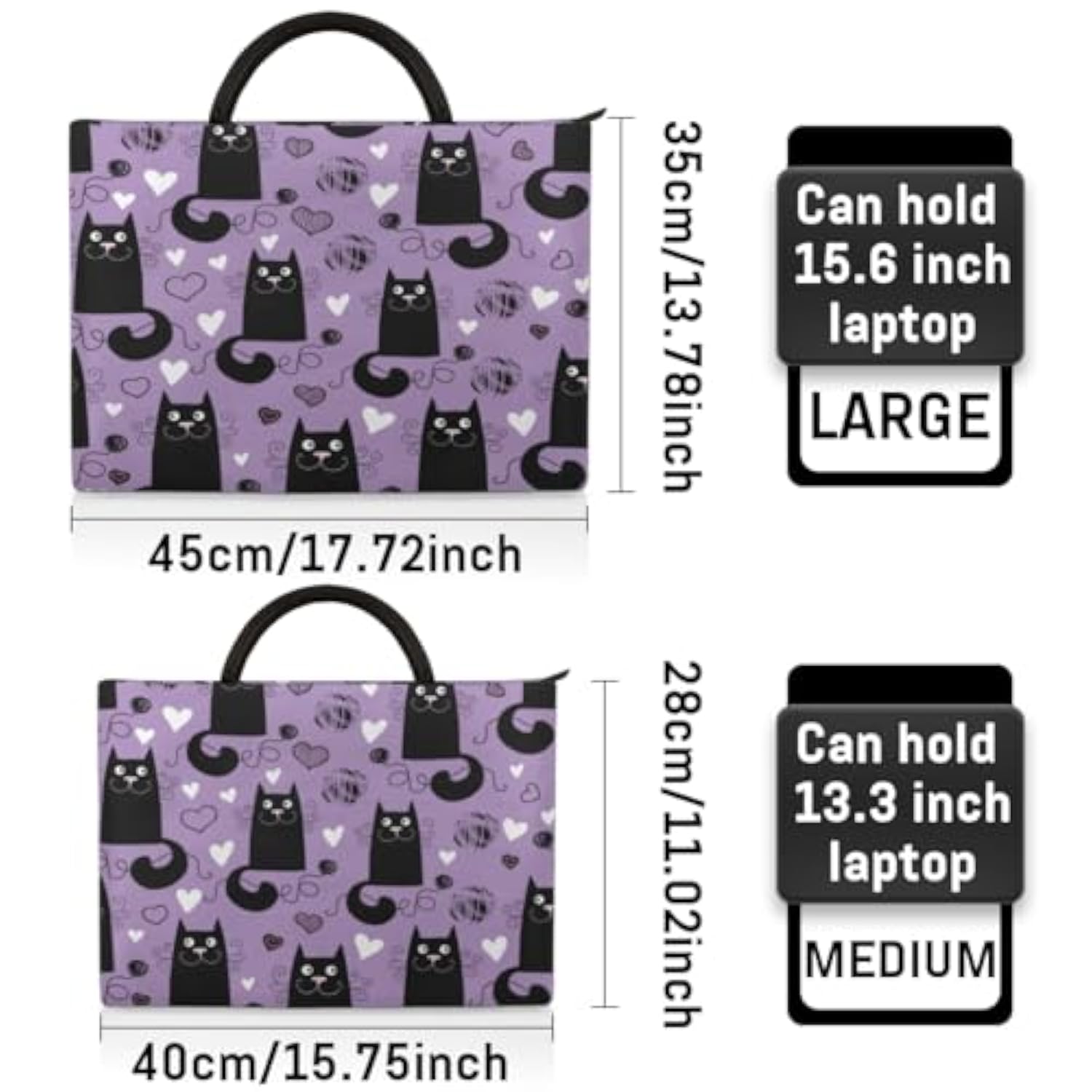 Lively Cat Paint Laptop Sleeve Case 13 13.3 14 Inch Laptop Bag With Handle & Pockets Durable Notebook Computer Carrying Case For Men Women Multi-Color & Size Choices