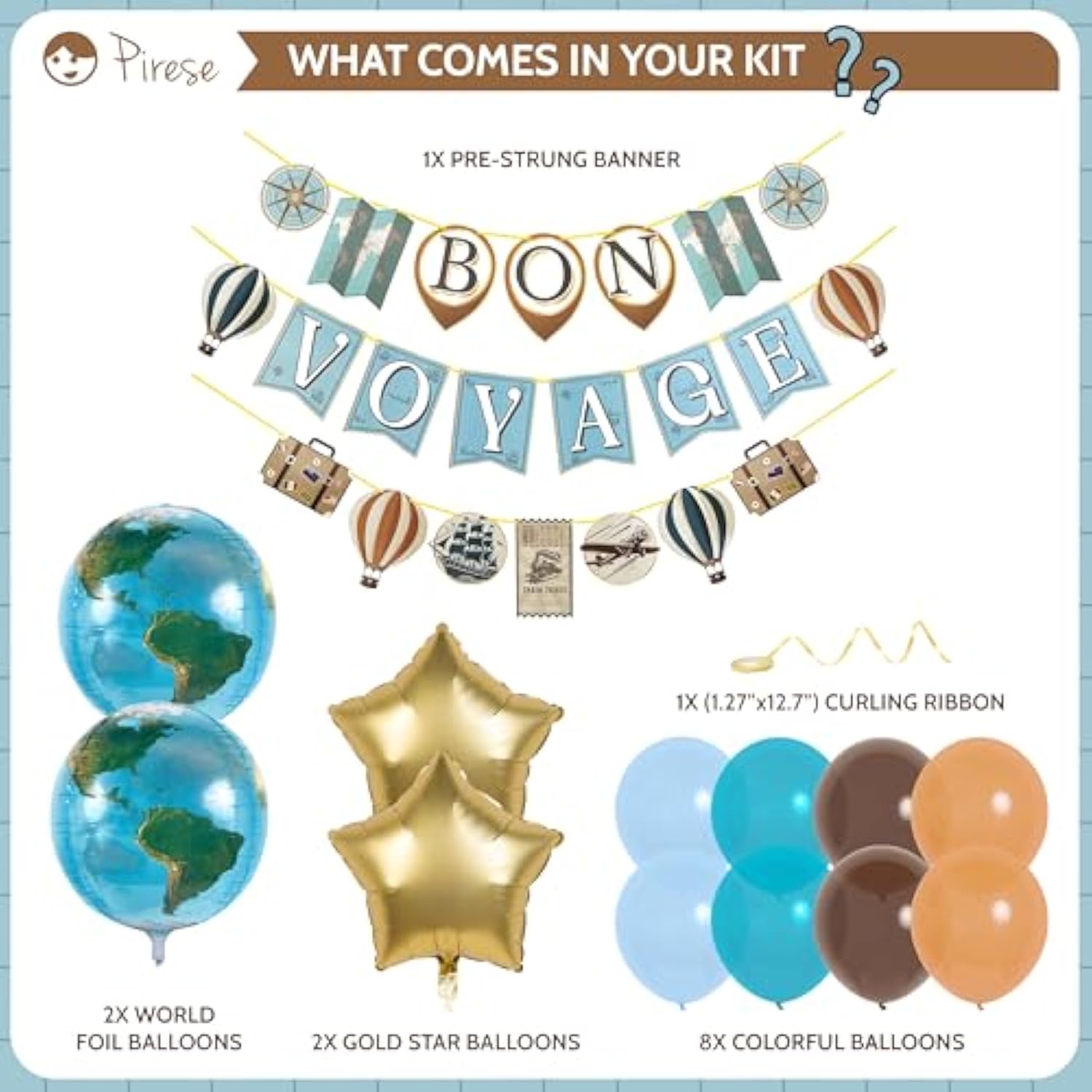 Bon Voyage Party Decorations – Bon Voyage Banner, Travel-Themed Birthday Decor, Farewell & Going Away Party Supplies