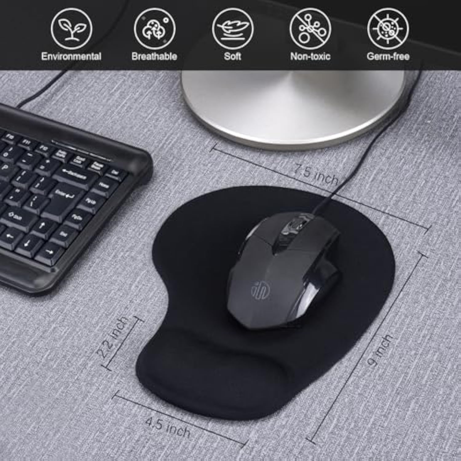 Mouse Pad, 2 Pack Ergonomic Mouse Pads With Comfortable Gel Wrist Rest Support And Lycra Cloth, Nonslip Pu Base For Easy Typing Pain Relief Durable And Easy To Clean Small Black