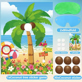 Hawaiian Luau Party Games For Kids Birthday Pin The Coconut On The Palm Tree For Summer Tropical Tiki Luau Party Supplies Decorations, Large Hawaiian Pin The Games Poster With 30 Coconut Stickers