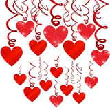 30 Pcs Valentines Day Decorations Hanging Swirls,Red Glitter Heart Hanging Decorations Love Heart Swirls For Valentine'S Day Party Decorations Supplies Romantic Wedding Photo Prop Glitter Ornaments