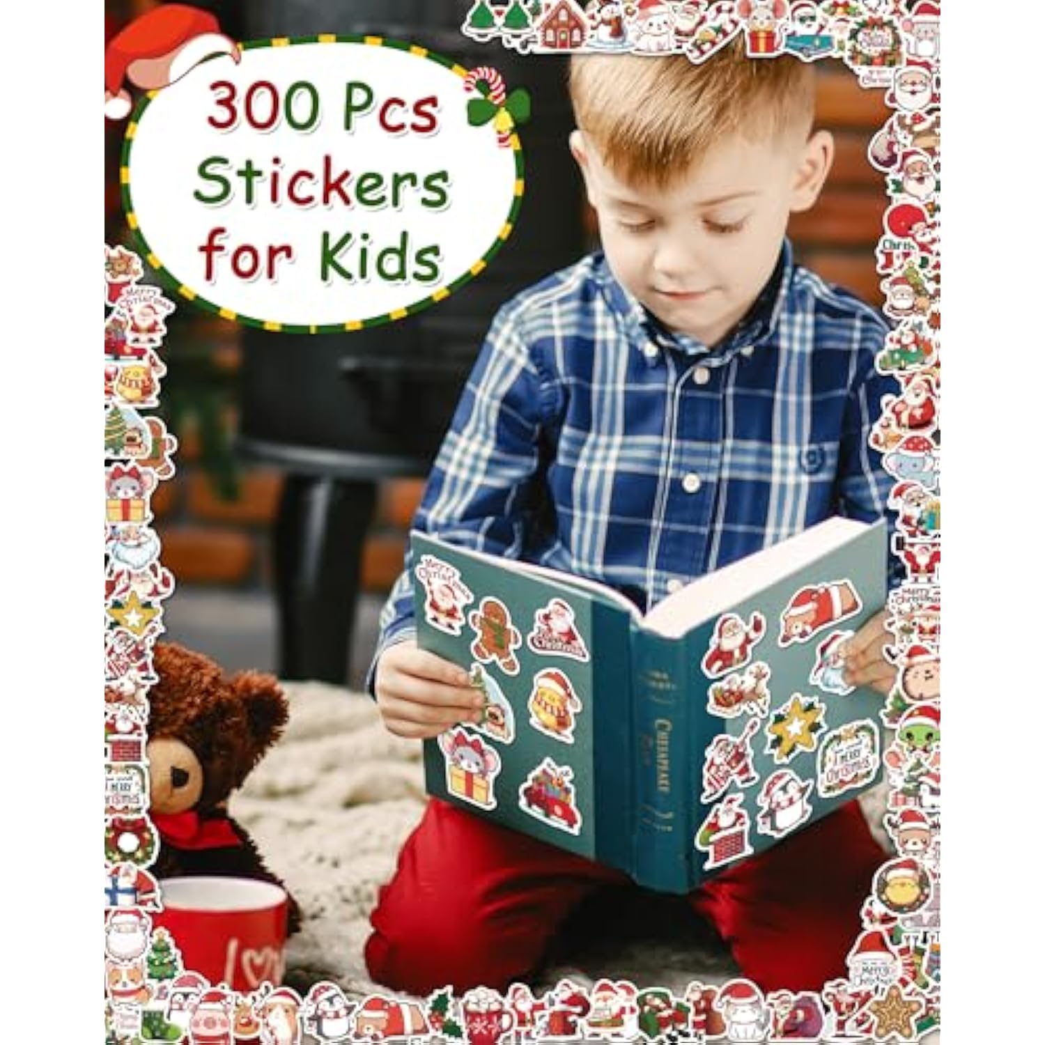 300 Pcs Christmas Stickers For Kids, Christmas Party Favors, Bulk Crafts Prizes & Goodie Bags Stuffers, Waterproof Vinyl Water Bottle Stikers Pack