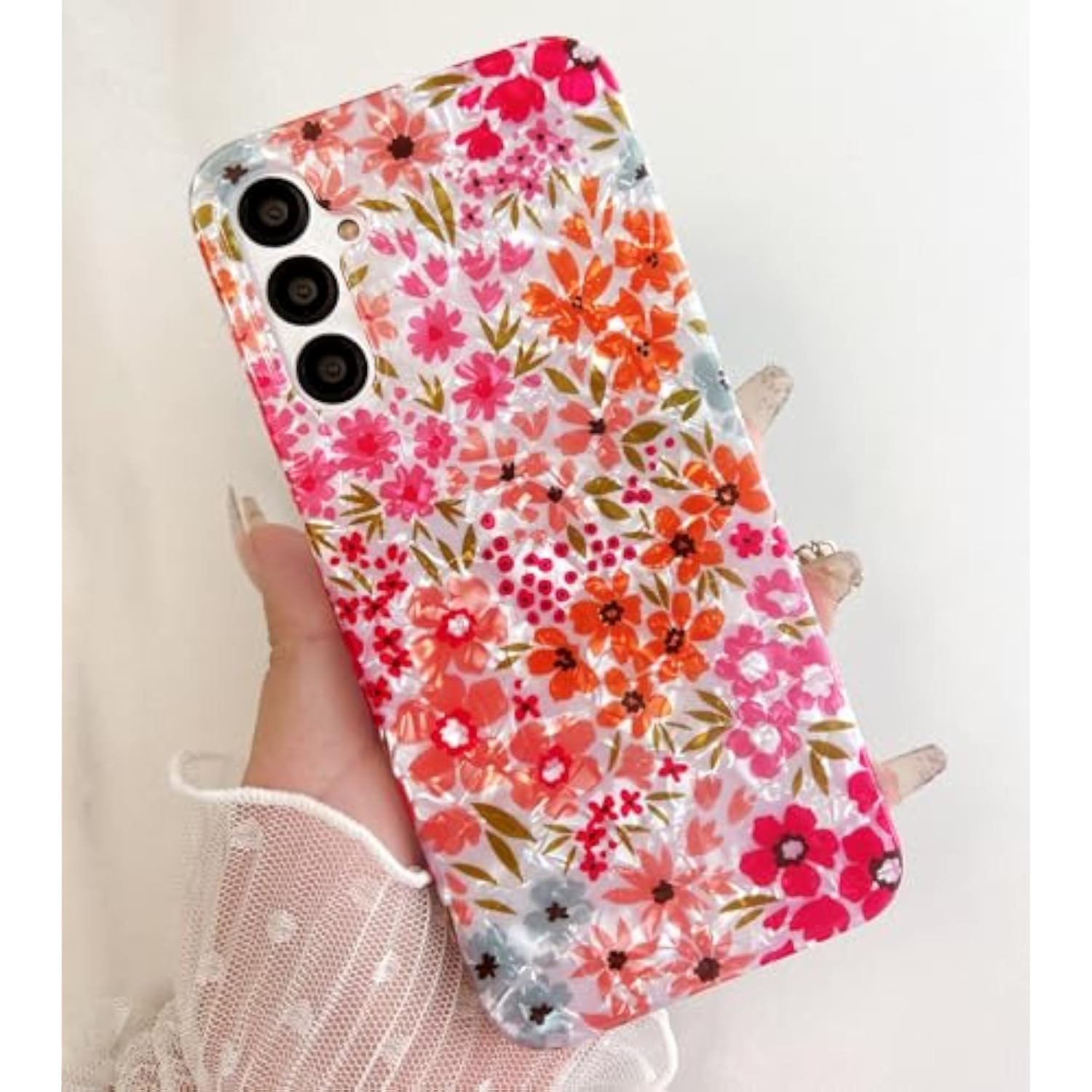 Compatible For Galaxy A14 5G Case, Cute Clear Flowers Design For Girls Women Shell Pattern Soft Lightweight Slim Fit Tpu Shockproof Phone Cover For Galaxy A14 6.6", Pink Garden Floral