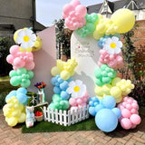 136Pcs Pastel Balloons Garland Arch Kit, Pastel Macaron Balloons With Daisy Balloon For Wedding Anniversary Easter Birthday Party Decoration