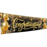 "Congratulations Banner – Proud of You Graduation Decorations (6x1.3ft, Black & Gold)"