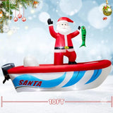 10Ft Long Christmas Inflatable Santa Fishing On A Boat,Christmas Captain Santa Claus Outdoor Blow Up Inflatable Santa Gi