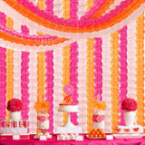 12 Pcs Hot Pink Burnt Orange Fall Streamers Garland Autumn Party Decor