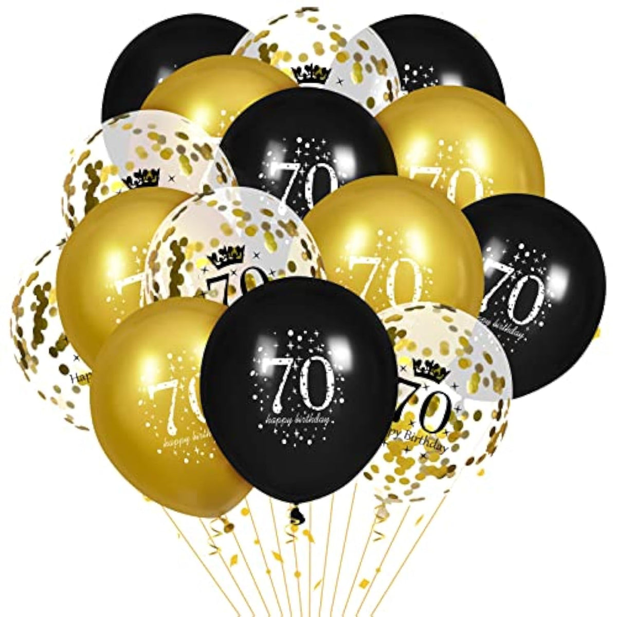 70Th Birthday Balloons For Men, 15 Pcs Black Gold Happy 70Th Birthday Balloons, Black Gold 70Th Birthday Party Decorations Balloons For Men Women 70Th Birthday Decor