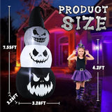 7.6ft Halloween Inflatables Pumpkin Ghost Tower Outdoor Decoration