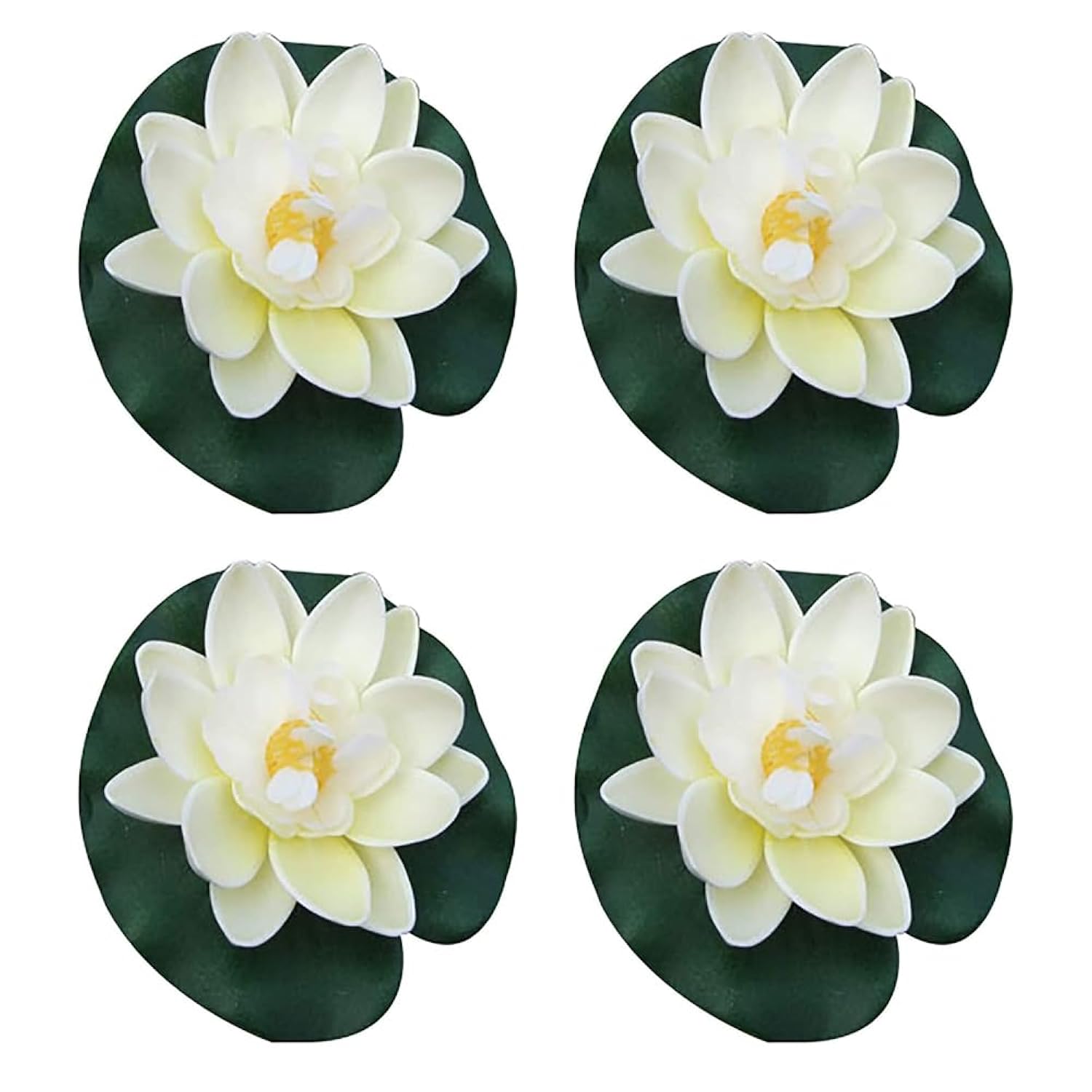 4 Pcs Artificial Floating Foam Lotus Flower With Water Lilys Pad Ornanments,Lifelikes Fake Lotus Flowers For Patio Pond Pool Fish Tank Aquarium Home Garden Special Decoration Outdoor Décor