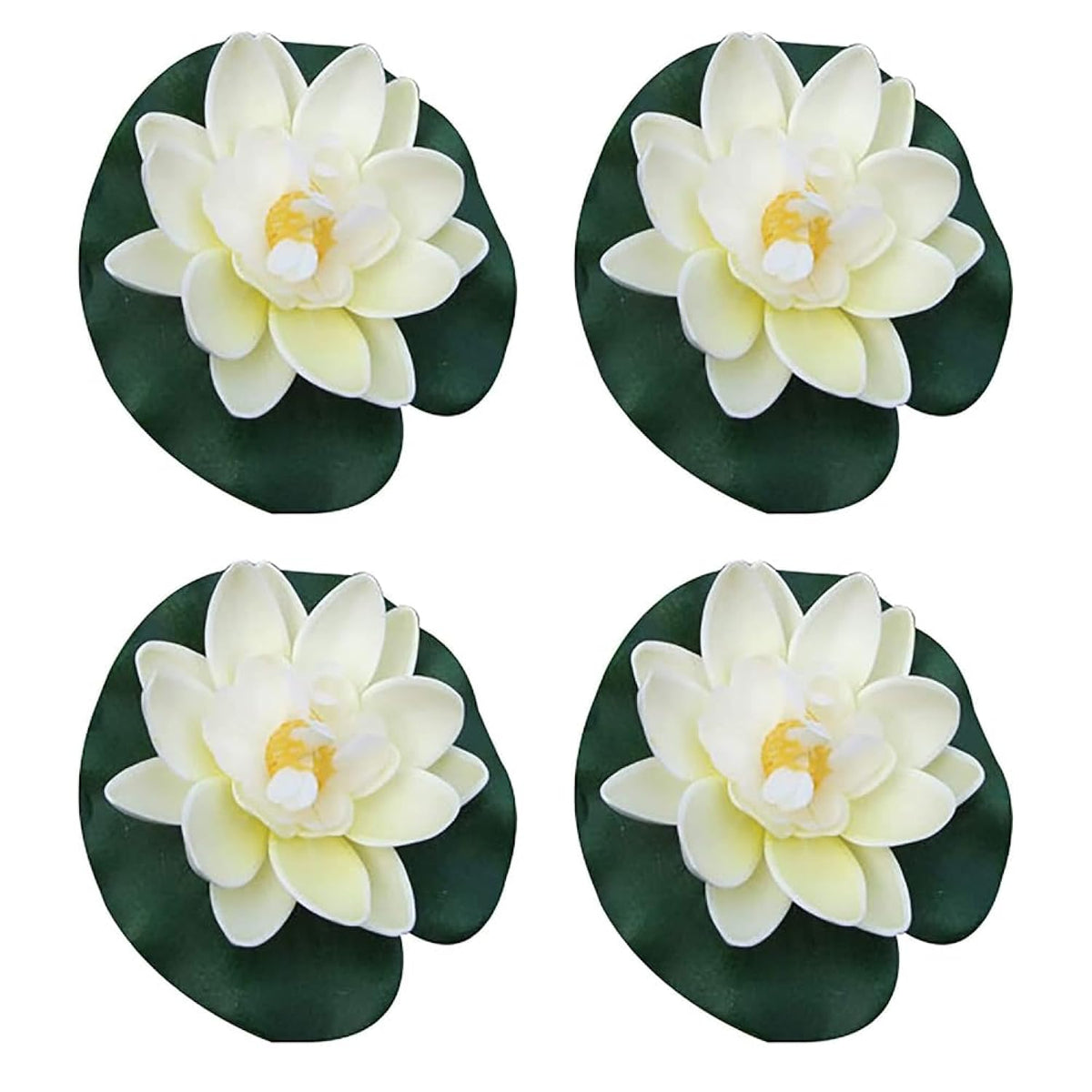 4 Pcs Artificial Floating Foam Lotus Flower With Water Lilys Pad Ornanments,Lifelikes Fake Lotus Flowers For Patio Pond Pool Fish Tank Aquarium Home Garden Special Decoration Outdoor Décor