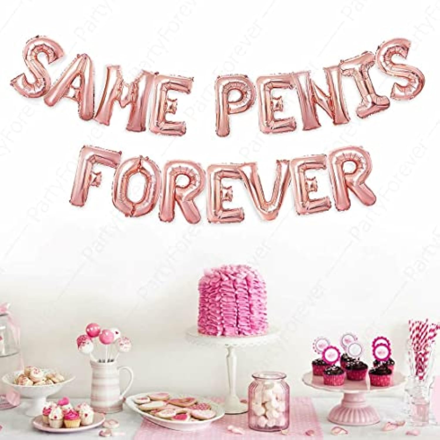 Rose gold 16" letter balloons spelling “Bachelorette” for hen party and bridal décor