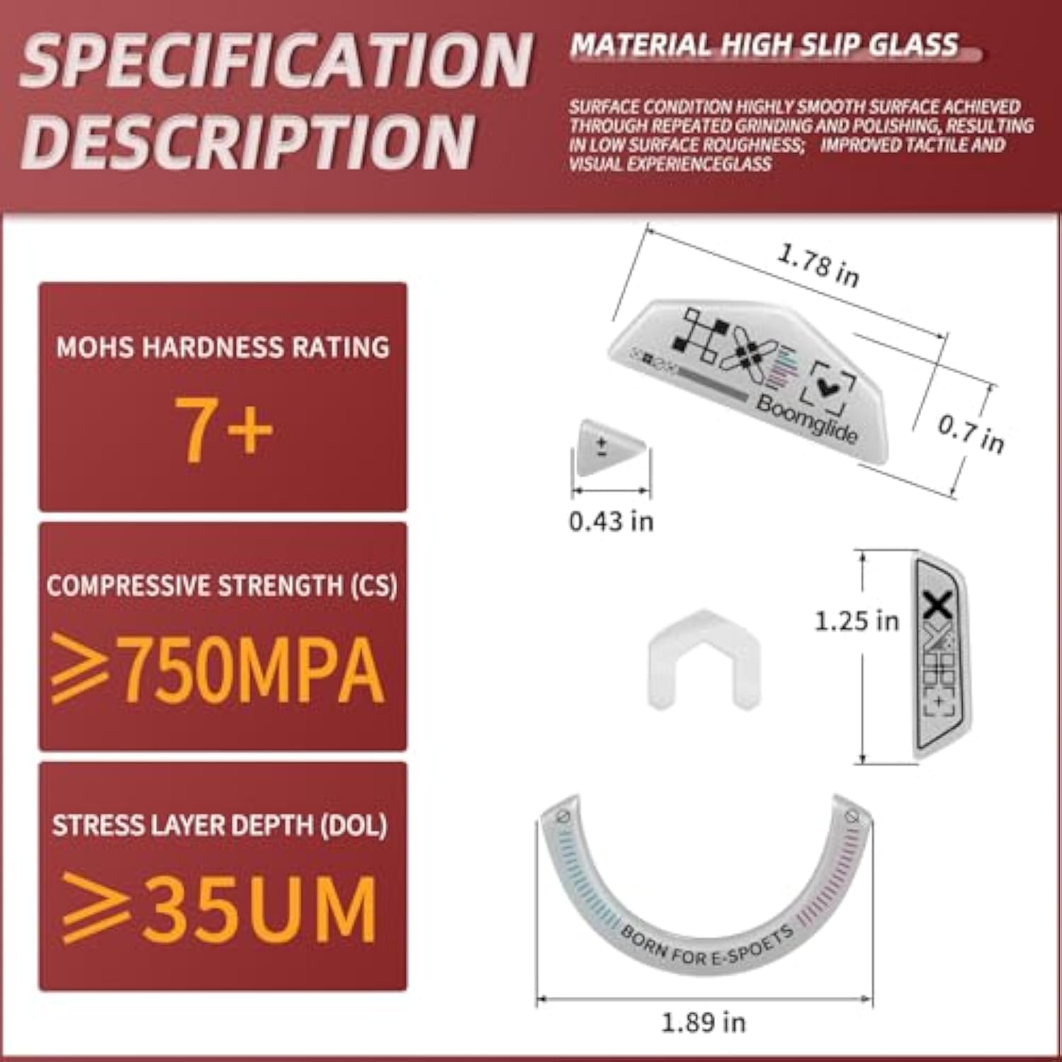 Glass Mouse Skates For Logitech G 502 Lightspeed Wireless,Fastest And Smoothest Mouse Feet/Skates (White Print)
