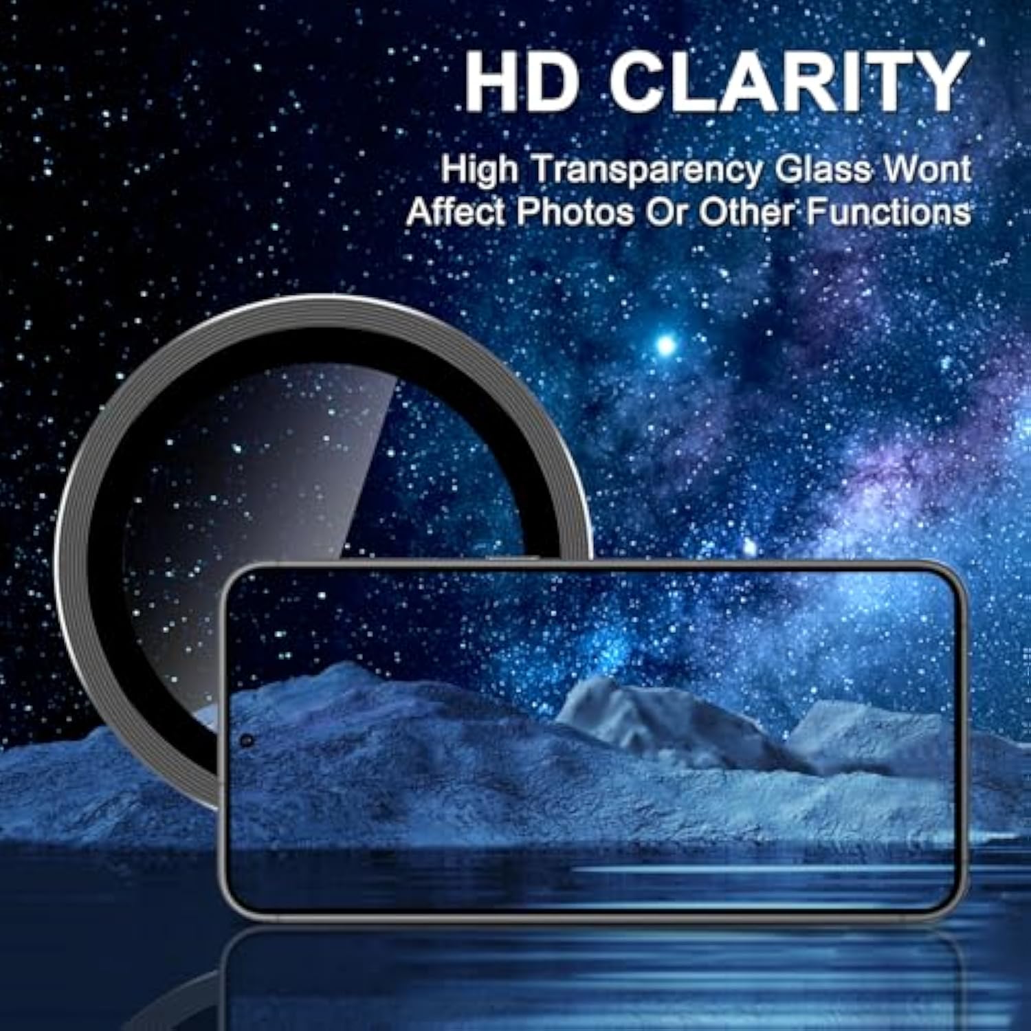 For Samsung Galaxy S25 Plus Camera Lens Protector, Individual Metal Ring Tempered Glass Lens Cover, [Strong Adsorption] Scratch Resistant Ultra-Thin Hd Clear Lens Cover, 1 Set-Black