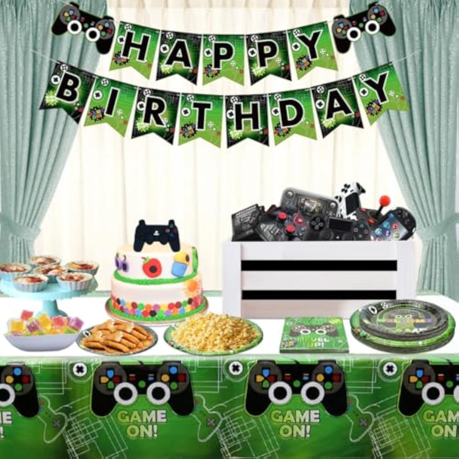 Video Game Party Decorations, Disposable 7” And 9” Plates And Napkins,