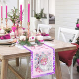 Disco Ball Christmas Table Runner,Santa Claus Bow And Disco Ball Table Runner,Merry Christmas Tabletop Cover,Retro Xmas Party Decorations For Home Indoor Kitchen Dining Winter Party Supply