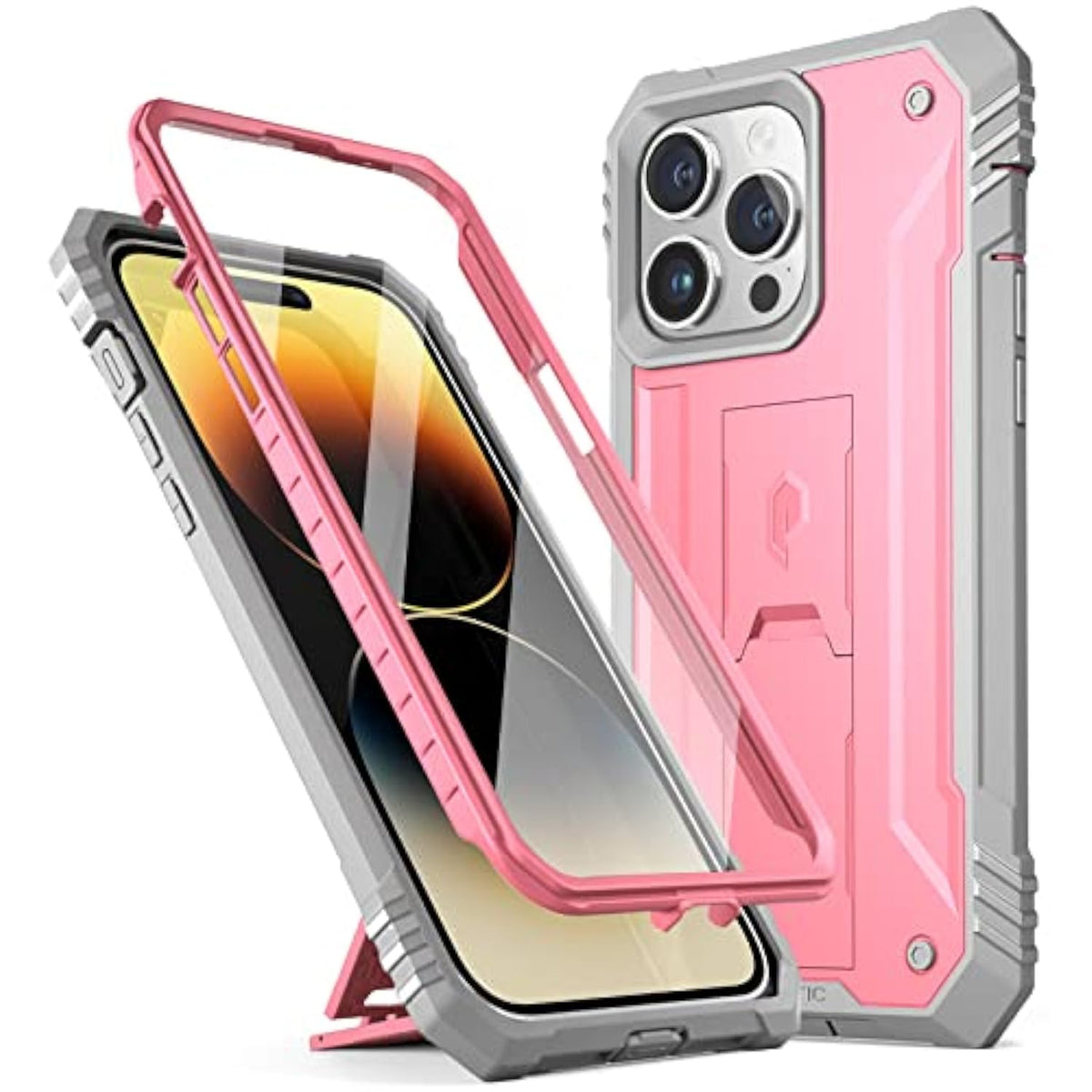 Revolution Case For Iphone 14 Pro Max 6.7 Inch, [20Ft Mil-Grade Drop Tested], Full-Body Rugged Shockproof Protective Cover With Kickstand And Built-In-Screen Protector, Light Pink