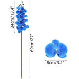 27" Artificial Orchid Stems, Set Of 6 Pcs Artificial Touch Orchid Artificial Phalaenopsis Flower Plants Home Wedding Decoration (Blue)