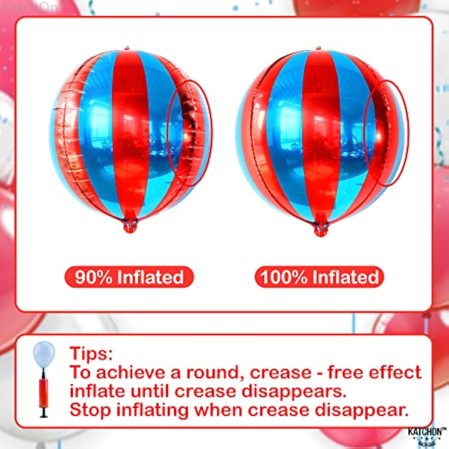 Big, Red And Blue Carnival Balloons - Pack Of 6, Circus Decorations |