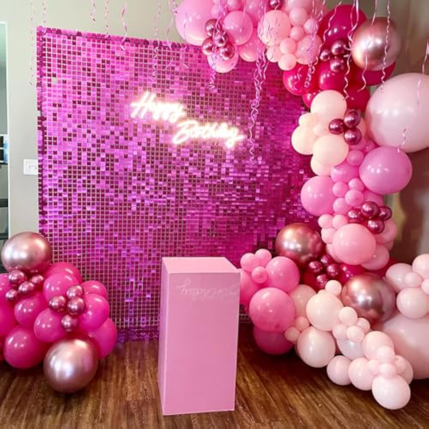 Pink Balloons Arch Kit, 160Pcs Hot Pink Balloon Garland Kit Metallic Rose Gold Confetti Balloons For Birthday, Wedding, Princess Theme, Engagements, Baby Shower, Anniversary Party Decoration
