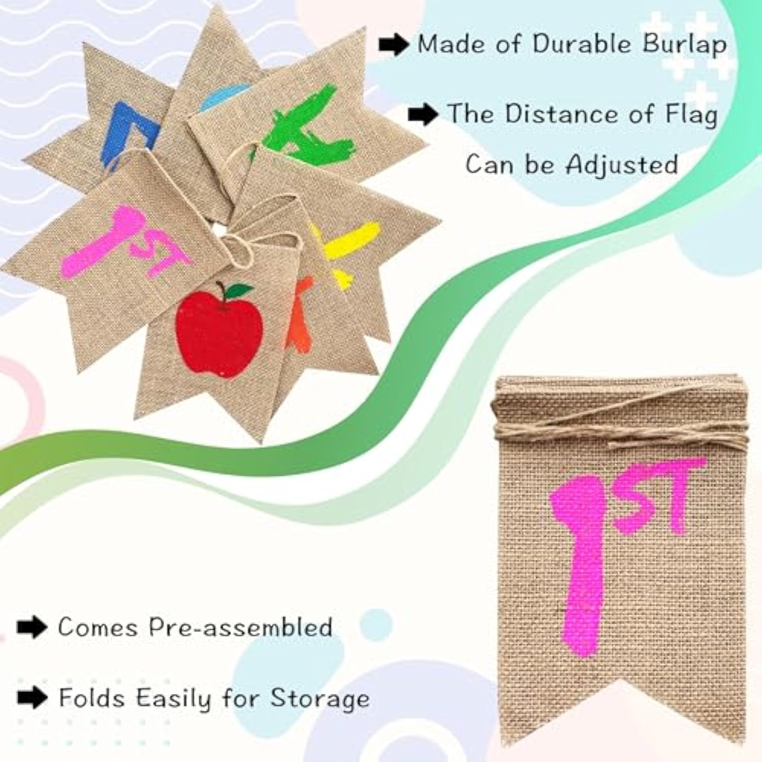 1st Grade Burlap Banner Back to School Classroom Decor