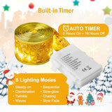 Christmas Tree Ribbon String Lights - 33Ft 100 Led Battery Powered Fairy Lights With Timer And 8 Lighting Modes, Christm