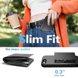For 16E Wallet Case With Card Holder + 2 Tempered Glass Screen Protector Protective Shockproof Hidden Card Slot Slim Case Women Men For 16E 6.1"(Black)